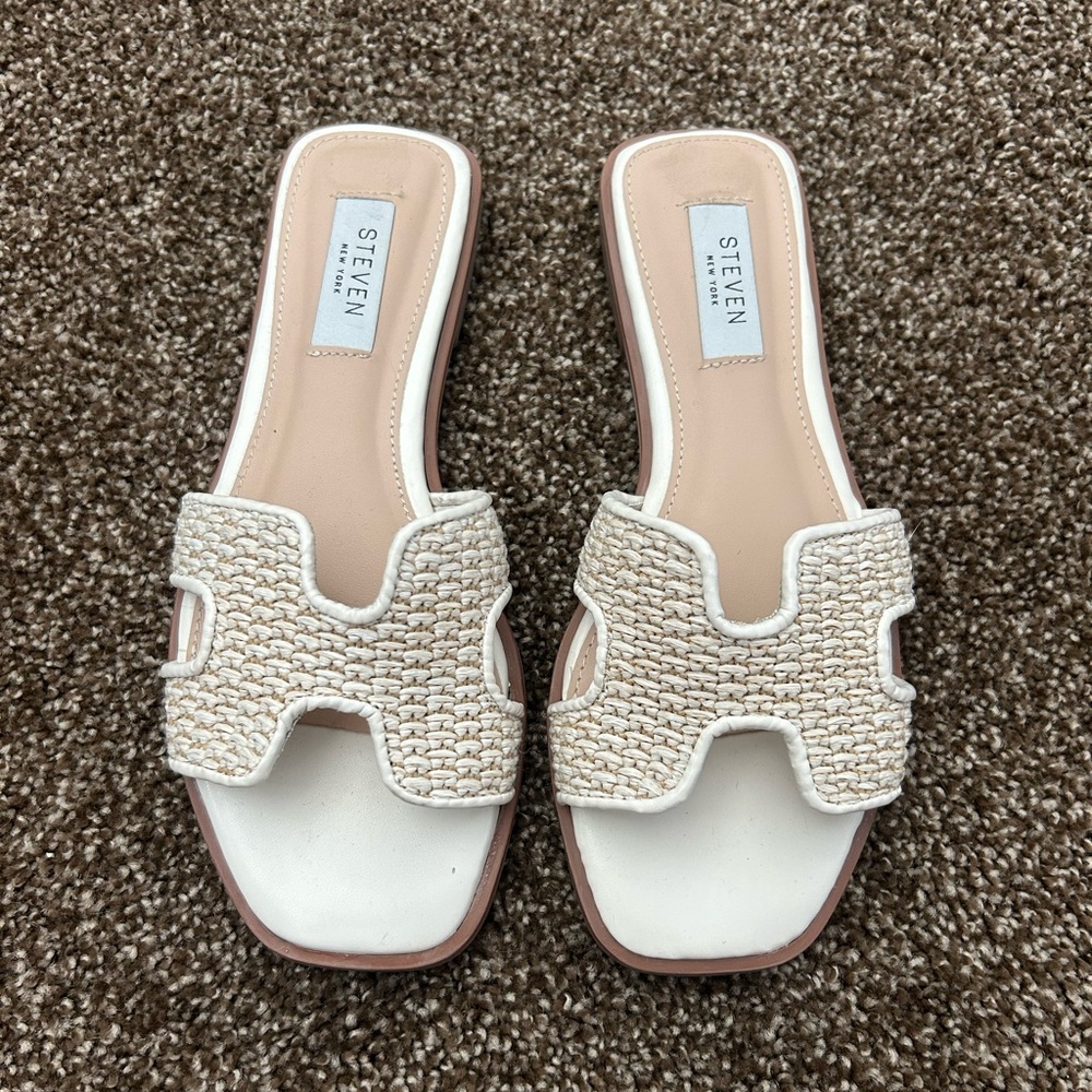 Steven Natural Woven Sandals - Cream